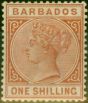 Collectible Postage Stamp Barbados 1886 1s Chestnut SG102 Fine MM
