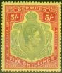 Rare Postage Stamp from Bermuda 1943 5s Pale Bluish Green & Carmine Red-Pale Yellow SG118d Fine Lightly Mtd Mint