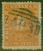 Rare Postage Stamp from British Guiana 1862 2c Orange SG43 P.12  Fine Used.