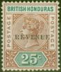 Old Postage Stamp from British Honduras 1899 25c Red-Brown & Green SG68 Fine Lightly Mtd Mint