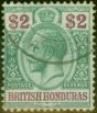 Rare Postage Stamp British Honduras 1913 $2 Purple & Green SG109 V.F.U