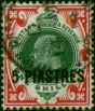 British Levant 1909 5pi on 1s Dull Green & Carmine SG21 Fine Used (2). King Edward VII (1902-1910) Used Stamps