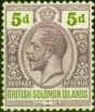 Rare Postage Stamp from British Solomon Is 1914 5d Dull Purple & Olive-Green SG30 Fine Mtd Mint