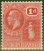 Old Postage Stamp from British Virgin Is 1928 1d Scarlet SG89 Fine Lightly Mtd Mint