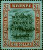 Brunei 1922 $1 Black & Red-Blue SG59a 'Short I' V.F VLMM  King George V (1910-1936) Collectible Stamps