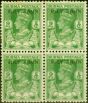 Old Postage Stamp from Burma 1945 9p Yellow-Green SG38var Double Impression V.F MNH Block of 4 Scarce