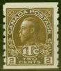 Rare Postage Stamp from Canada 1916 2c + 1c Dp Brown SG243 Die II Coil Fine Mtd Mint