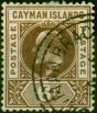 Old Postage Stamp from Cayman Islands 1905 6d Brown SG11 V.F.U