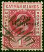 Cayman Islands 1907 1/2d on 1d Carmine SG17 Fine Used Pen Cancel . King Edward VII (1902-1910) Used Stamps