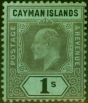 Old Postage Stamp Cayman Islands 1909 1s Black-Green SG31 Fine MM