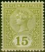 Rare Postage Stamp from Ceylon 1886 15c Olive-Green SG197 Fine Mtd Mint