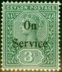 Rare Postage Stamp from Ceylon 1900 3c Deep Green SG019 Fine Lightly Mtd Mint