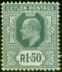 Old Postage Stamp from Ceylon 1905 1R50 Grey SG287 Fine Mtd Mint