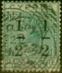 Old Postage Stamp Cyprus 1886 1/2 on 1/2pi Emerald-Green SG27 6mm Fine Used