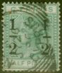 Old Postage Stamp from Cyprus 1886 1/2 on 1/2pi Emerald Green SG29c Large 2 at Left Fine Used
