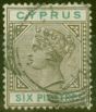 Collectible Postage Stamp from Cyprus 1896 6pi Sepia & Green SG45 Fine Used