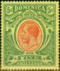 Rare Postage Stamp from Dominica 1914 5s Red & Green-Yellow SG54 Fine Mtd Mint