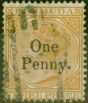 Rare Postage Stamp from Bermuda 1875 1d on 3d SG16var Broken e in Penny Fine Used