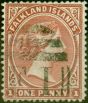 Collectible Postage Stamp from Falkland Islands 1885 1d Pale Claret SG7 V.F.U 'F.I' Barnes Cancel Type No 1/78