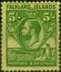 Collectible Postage Stamp Falkland Islands 1929 5s Green-Yellow SG124 Fine & Fresh LMM