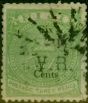 Rare Postage Stamp from Fiji 1875 2d on 6c on 3d Green SG22 Fine Used