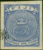Collectible Postage Stamp Fiji 1877 1d Blue Laid Paper SG31c Imperf Single Fine MM