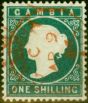 Rare Postage Stamp from Gambia 1880 1s Deep Green SG20B Very Fine Used