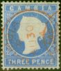 Rare Postage Stamp from Gambia 1880 3d Pale Dull Ultramarine SG14bc Fine Used