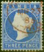 Old Postage Stamp Gambia 1880 3d Pale Ultramarine SG14bc Fine Used