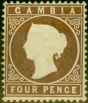 Rare Postage Stamp from Gambia 1880 4d Pale Brown SG16B Wmk CC Upright Fine Unused