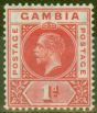 Collectible Postage Stamp from Gambia 1921 1d Carmine-Red SG109var Broken Value Tablet V.F Lightly Mtd Mint