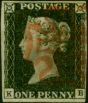GB 1840 1d Penny Black SG2 Pl. 4 (K-B) Fine Used 4 Good-Close Margins Red MX . Queen Victoria (1840-1901) Used Stamps