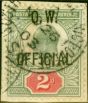 Old Postage Stamp from GB 1902 2d Yellow Green & Carmine-Red SG038 Fine Used on Small Piece