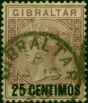 Gibraltar 1889 25c on 2d Brown-Purple SG17 Fine Used 