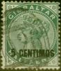 Old Postage Stamp from Gibraltar 1889 5c on 1/2d Green SG15a Good Used