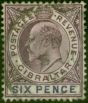 Old Postage Stamp Gibraltar 1906 6d Dull Purple & Violet SG60 Fine Used (2)