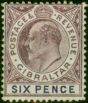 Gibraltar 1906 6d Dull Purple & Violet SG60 Good MM King Edward VII (1902-1910) Valuable Stamps