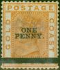 Rare Postage Stamp Gold Coast 1889 1d on 6d Orange SG20 Fine LMM