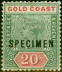 Valuable Postage Stamp from Gold Coast 1889 20s Green & Red Specimen SG24s Fine Mtd Mint