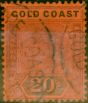 Valuable Postage Stamp Gold Coast 1894 20s Dull Mauve & Black-Red SG25 Fine Used (4)