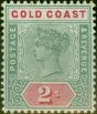 Rare Postage Stamp Gold Coast 1898 2s Green & Carmine SG32 Fine LMM