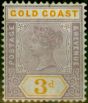 Old Postage Stamp Gold Coast 1898 3d Dull Mauve & Orange SG29 Good MM
