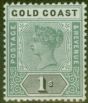 Rare Postage Stamp from Gold Coast 1899 1s Green & Black SG31 Fine Mtd Mint
