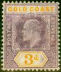 Valuable Postage Stamp from Gold Coast 1906 3d Dull Purple & Orange SG53a Chalk Fine Mtd Mint