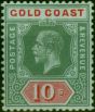 Gold Coast 1916 10s on Blue-Green Olive Back SG83a Fine LMM. King George V (1910-1936) Mint Stamps