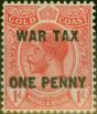 Valuable Postage Stamp Gold Coast 1918 War Tax 1d on 1d Red SG85 Fine & Fresh MM