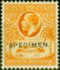 Collectible Postage Stamp from Gold Coast 1928 2 1/2d Orange-Yellow Specimen SG107s Good Mtd Mint