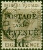 Rare Postage Stamp Grenada 1891 1d on 8d Grey-Brown SG46 Fine Used