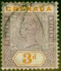 Old Postage Stamp from Grenada 1895 3d Mauve & Orange SG52 Fine Used