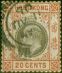 Rare Postage Stamp Hong Kong 1903 20c Slate & Chestnut SG69 Fine Used